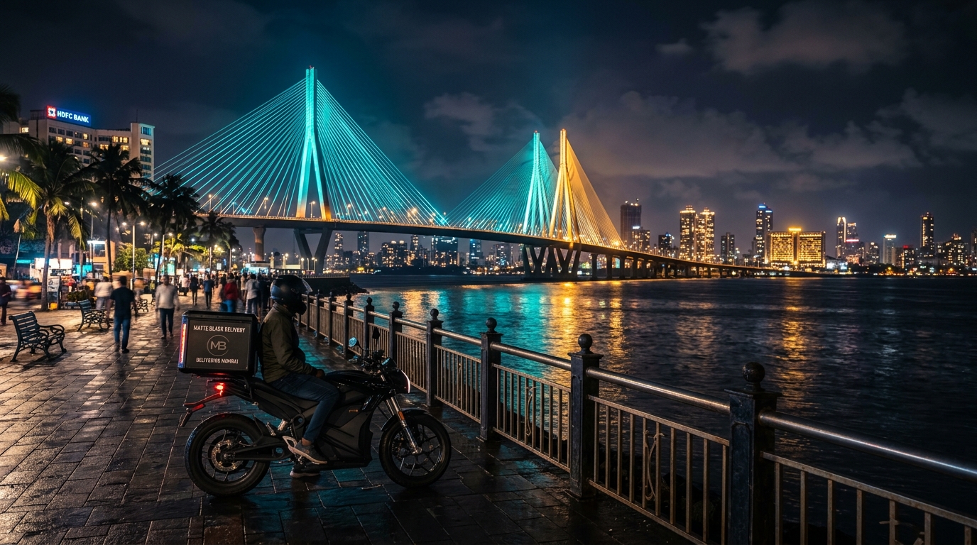 Vape delivery bike on Carter Road Bandra near Bandra Worli Sea Link